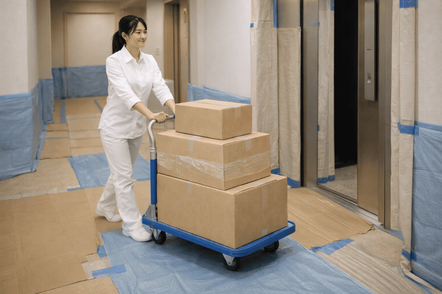 搬出(台車で運び出し)のイメージ